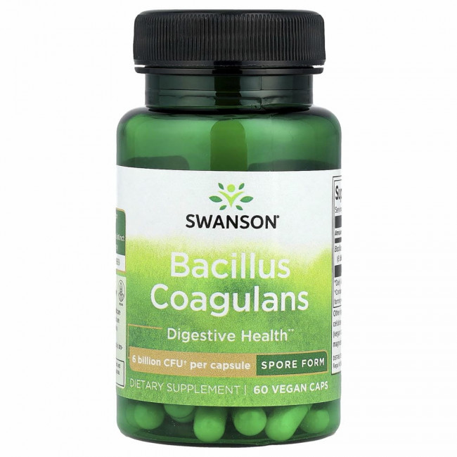 Swanson, Bacillus Coagulans, 6 млрд КОЕ, 60 растительных капсул