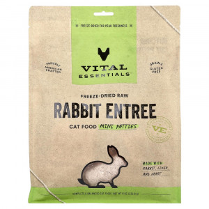 Vital Essentials, сублимированный сырой корм для кошек, для кроликов, 226,8 г (8 унций)