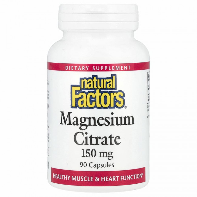 Natural Factors, цитрат магния, 150 мг, 90 капсул