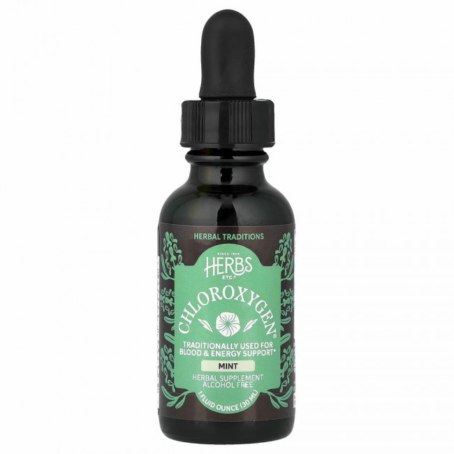 Herbs Etc., ChlorOxygen, концентрат хлорофилла, без спирта, аромат мяты, 29,5 мл