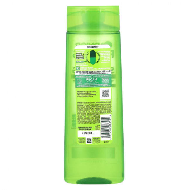 Garnier, Grow Strong, + биотин C, шампунь для густоты волос, для тонких волос, 370 мл (12,5 жидк. Унции)