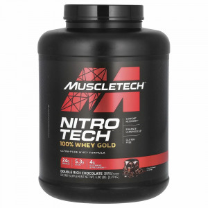 Muscletech, Nitro Tech, 100% Whey Gold, сывороточный протеин в порошке, двойной шоколад, 2,51 кг (5,54 фунта)