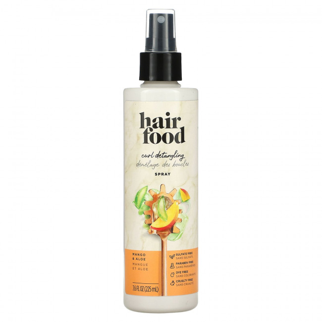 Hair Food, Спрей для распутывания локонов, манго и алоэ, 225 мл (7,6 жидк. Унции)