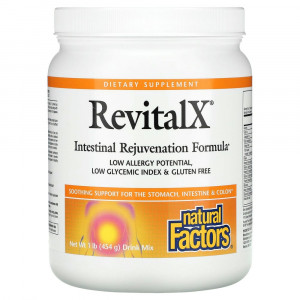 Natural Factors, RevitalX, смесь напитков для восстановления кишечника, 454 г (1 фунт) Natural Factors, RevitalX, смесь напитков для восстановления кишечника, 454 г (1 фунт)