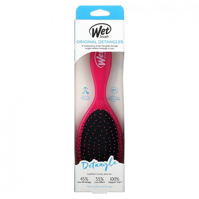 Wet Brush, Оригинальная расческа для распутывания волос, розовая, 1 щетка Wet Brush, Оригинальная расческа для распутывания волос, розовая, 1 щетка