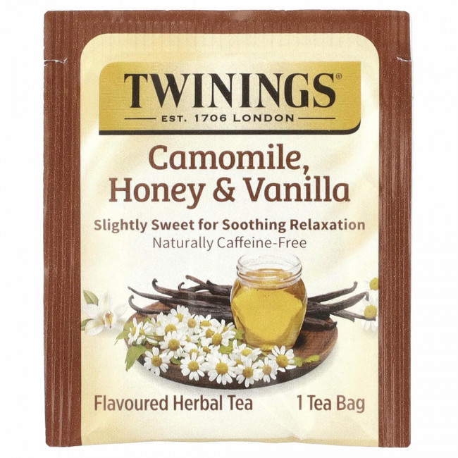 Twinings, травяной чай, ромашка, мед и ваниль, без кофеина, 20 чайных пакетиков в индивидуальной упаковке, 32 г (1,13 унции)