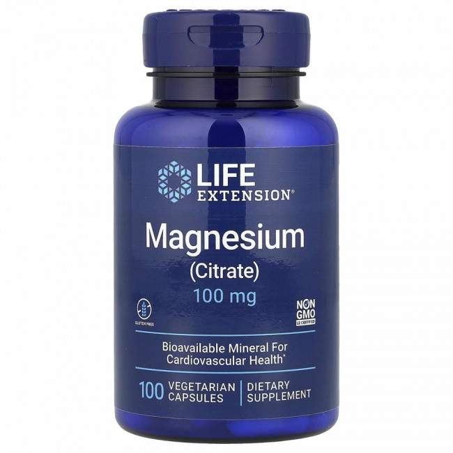 Life Extension, магний (цитрат), 100 мг, 100 вегетарианских капсул