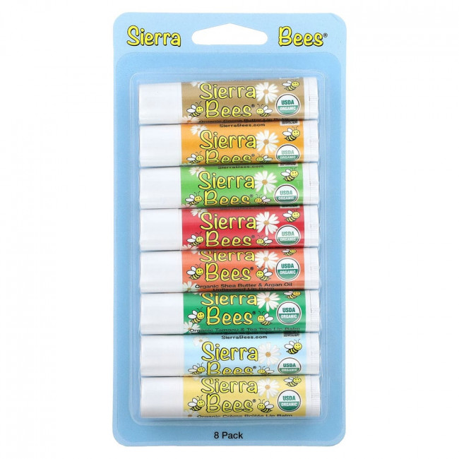 Sierra Bees, набор органических бальзамов для губ, 8 в упаковке, 4,25 г (15 унций) каждый