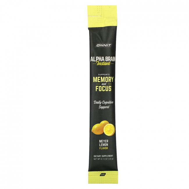 Onnit, Alpha Brain Instant, Memory & Focus, Meyer Lemon, 30 Packets, 0.13 oz (3.6 g) Each