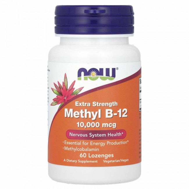 NOW Foods, Extra Strength Methyl B-12, 10,000 mcg, 60 Lozenges NOW Foods, Extra Strength Methyl B-12, 10,000 mcg, 60 Lozenges
