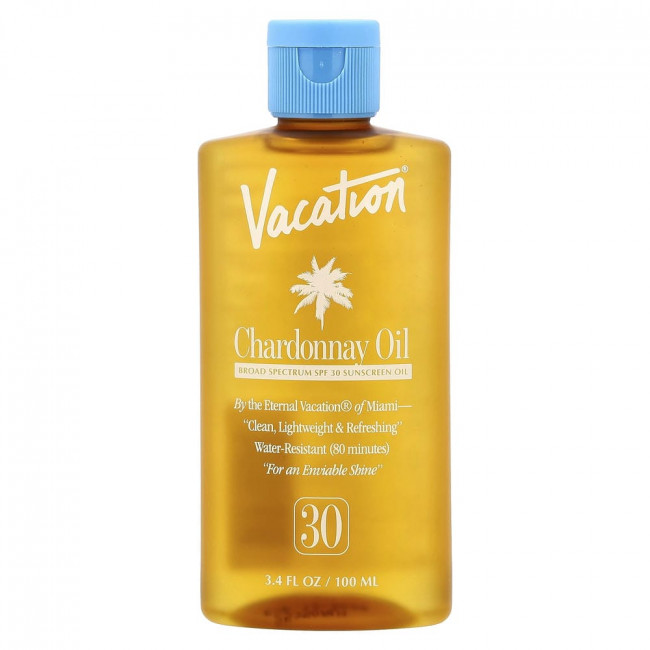 Солнцезащитное масло Vacation, Chardonnay, SPF 30, 100 мл (3,4 жидких унции)