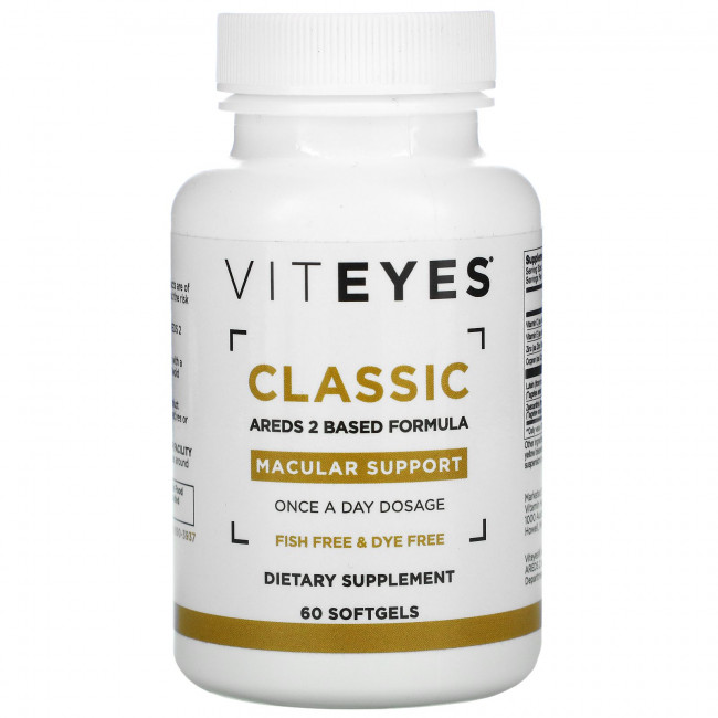 Viteyes, Classic Macular Support, формула на основе AREDS 2, 60 мягких таблеток Viteyes, Classic Macular Support, формула на основе AREDS 2, 60 мягких таблеток
