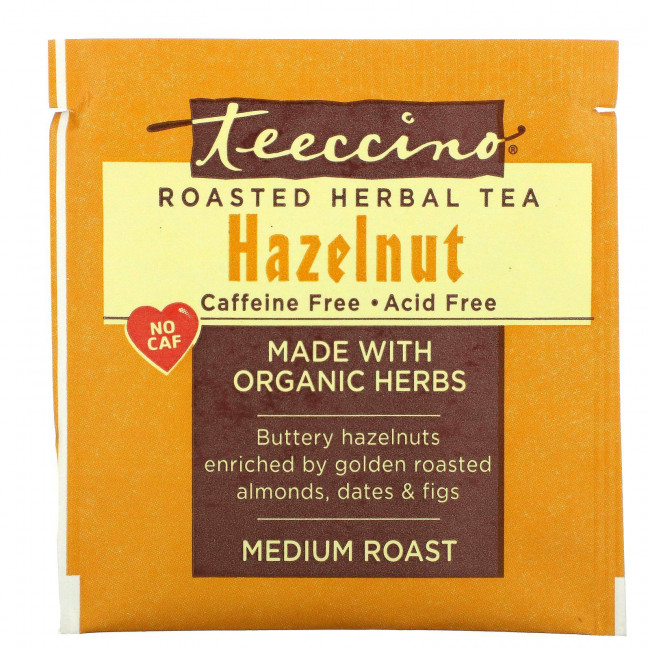 Teeccino, Roasted Herbal Tea, Hazelnut, Caffeine Free, 10 Tea Bags, 2.12 oz (60 g) Teeccino, Roasted Herbal Tea, Hazelnut, Caffeine Free, 10 Tea Bags, 2.12 oz (60 g)
