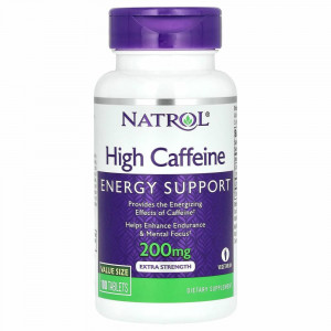 Natrol, Высокоэффективный кофеин, 200 мг, 100 таблеток Natrol, Высокоэффективный кофеин, 200 мг, 100 таблеток