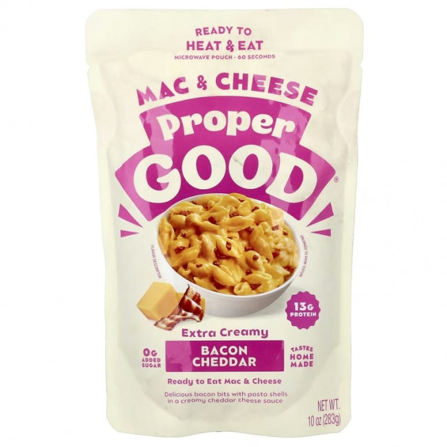Proper Good, макароны с сыром, бекон и чеддер, 283 г (10 унций) Proper Good, макароны с сыром, бекон и чеддер, 283 г (10 унций)