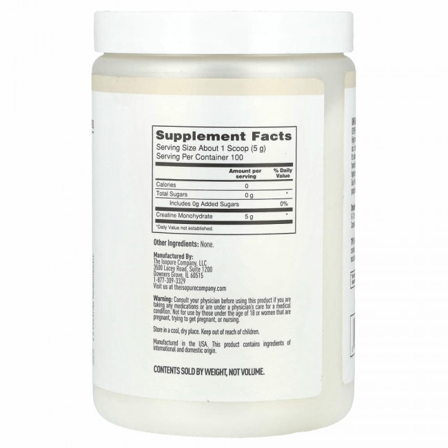 Isopure, Моногидрат креатина, без добавок, 500 г (1,1 фунта) Isopure, Моногидрат креатина, без добавок, 500 г (1,1 фунта)