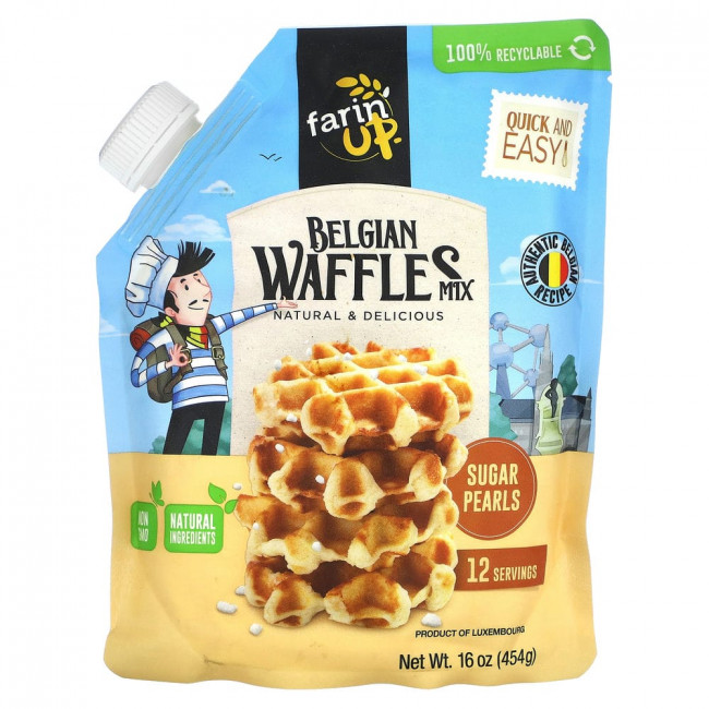 Farin' Up, Belgian Waffle Mix, Sugar Pearls, 16 oz (454 g)