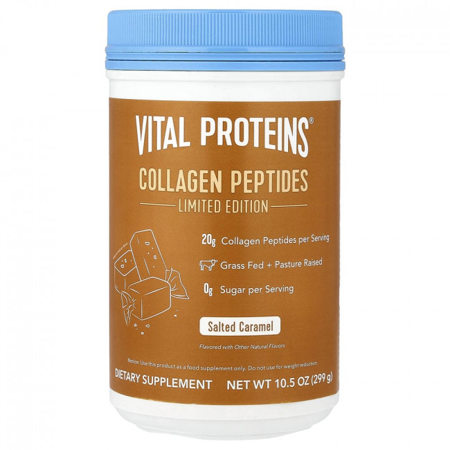 Белки Vital, коллагеновые пептиды, соленая карамель, 299 г (10,5 унций) Белки Vital, коллагеновые пептиды, соленая карамель, 299 г (10,5 унций)