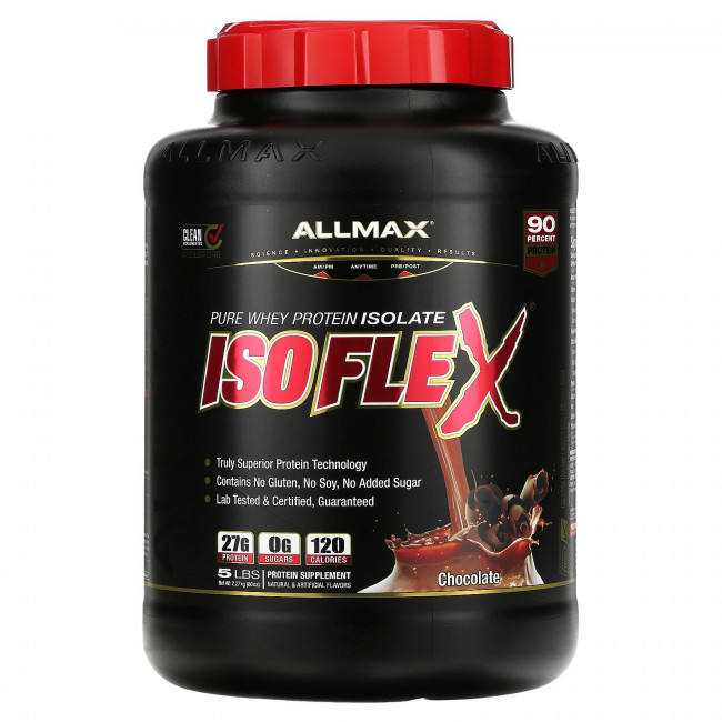 ALLMAX Nutrition, Isoflex, чистый изолят сывороточного протеина, со вкусом шоколада, 2,27 кг (5 фунтов) ALLMAX Nutrition, Isoflex, чистый изолят сывороточного протеина, со вкусом шоколада, 2,27 кг (5 фунтов)