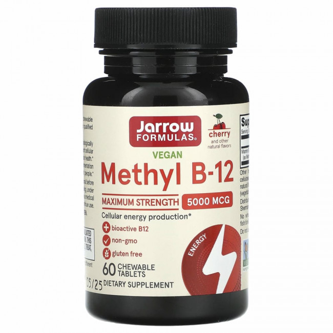 Jarrow Formulas, метил B-12, со вкусом вишни, 5000 мкг, 60 леденцов