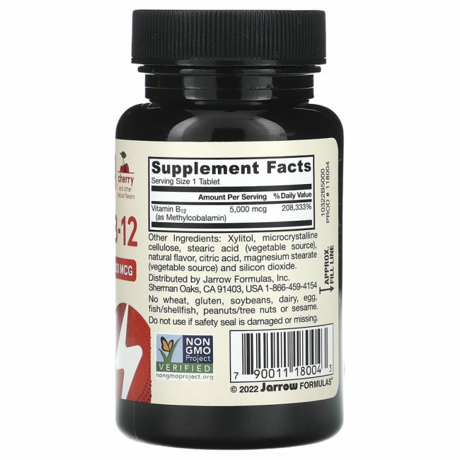 Jarrow Formulas, метил B-12, со вкусом вишни, 5000 мкг, 60 леденцов