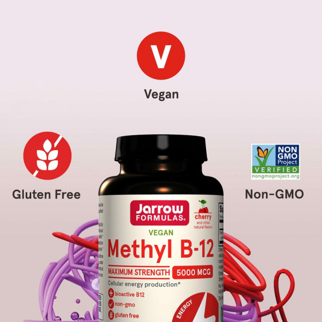 Jarrow Formulas, метил B-12, со вкусом вишни, 5000 мкг, 60 леденцов