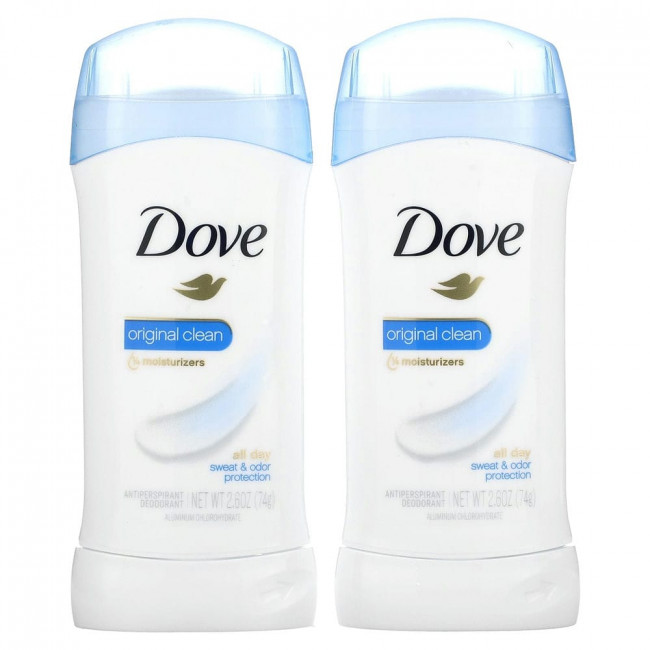 Dove, Твердый дезодорант, не оставляющий следов, «Оригинальная чистота», 2 шт. по 74 г Dove, Твердый дезодорант, не оставляющий следов, «Оригинальная чистота», 2 шт. по 74 г
