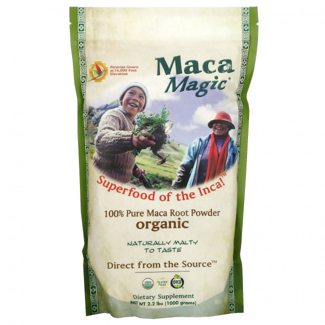 Maca Magic, полностью чистый органический порошок из корня маки, 1000 г (2,2 фунта) Maca Magic, полностью чистый органический порошок из корня маки, 1000 г (2,2 фунта)