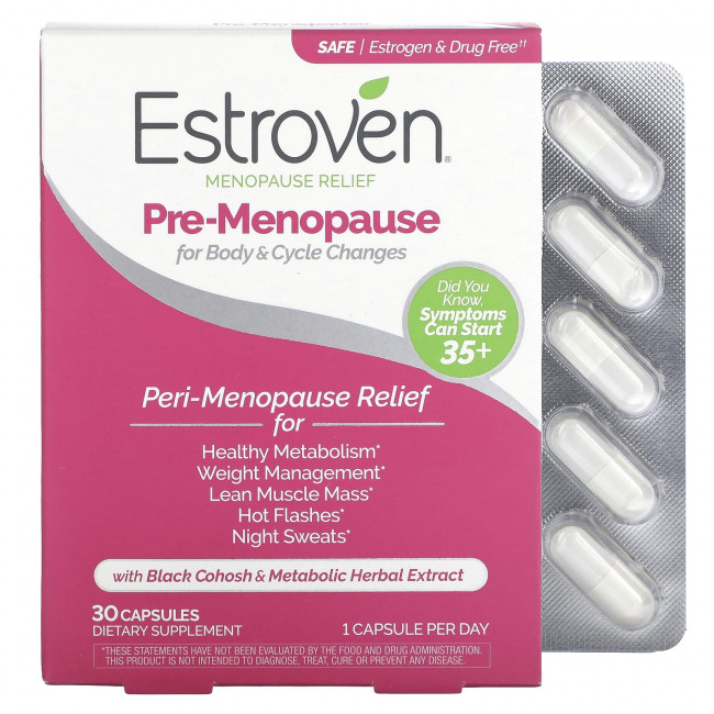 Estroven, Menopause Relief, Pre-Menopause, 30 капсул Estroven, Menopause Relief, Pre-Menopause, 30 капсул
