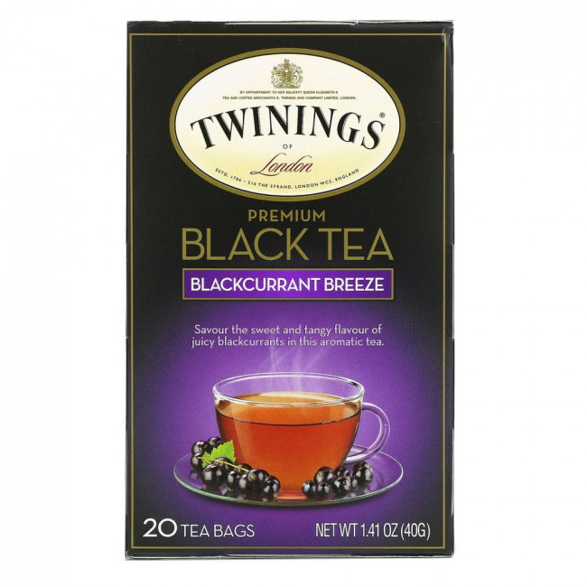 Twinings, черный чай премиальной качества, черная смородина, 20 чайных пакетиков, 40 г (1,41 унции) Twinings, черный чай премиальной качества, черная смородина, 20 чайных пакетиков, 40 г (1,41 унции)