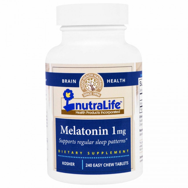 NutraLife, Мелатонин, 1 мг, 240 легко разжевываемых таблеток NutraLife, Мелатонин, 1 мг, 240 легко разжевываемых таблеток