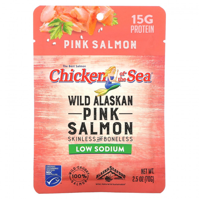 Chicken of the Sea, горбуша дикого улова, с низким содержанием натрия, 70 г (2,5 унции) Chicken of the Sea, горбуша дикого улова, с низким содержанием натрия, 70 г (2,5 унции)