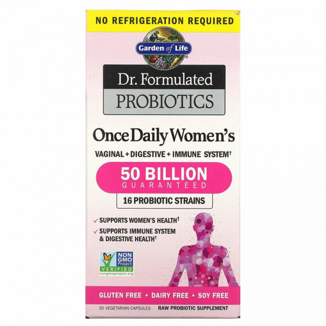 Garden of Life, Dr. Formulated Probiotics, пробиотики, одна таблетка в день для женщин, 30 вегетарианских капсул Garden of Life, Dr. Formulated Probiotics, пробиотики, одна таблетка в день для женщин, 30 вегетарианских капсул