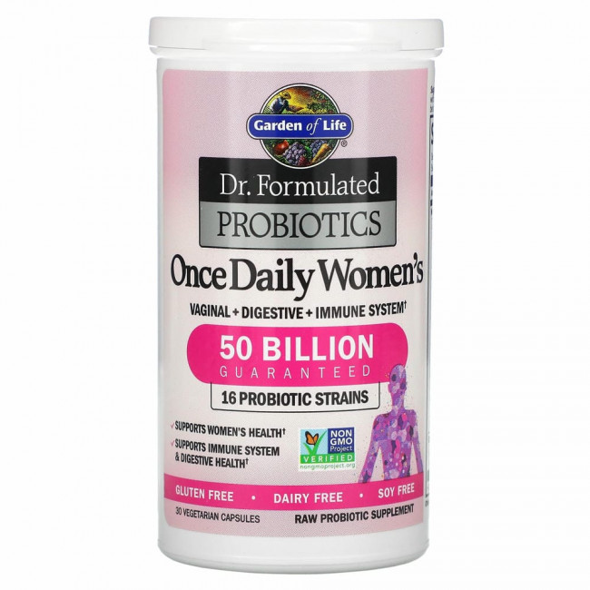 Garden of Life, Dr. Formulated Probiotics, пробиотики, одна таблетка в день для женщин, 30 вегетарианских капсул Garden of Life, Dr. Formulated Probiotics, пробиотики, одна таблетка в день для женщин, 30 вегетарианских капсул