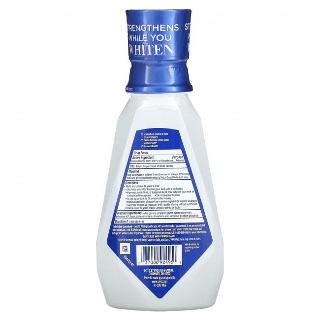 Crest, 3D White, Diamond Strong, ополаскиватель для рта с фторидом, без спирта, чистая мята, 473 мл (16 жидк. унций)