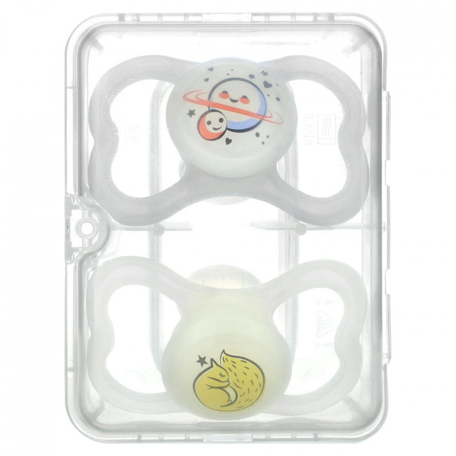 MAM, Supreme Night Pacifier, 6+ Months, Clear, 2 Count