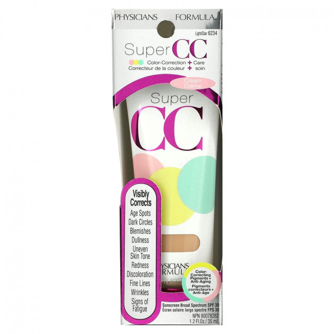 Physicians Formula, Super CC, крем для коррекции цвета и ухода, SPF 30, светлый, 35 мл (1,2 жидк. унции)