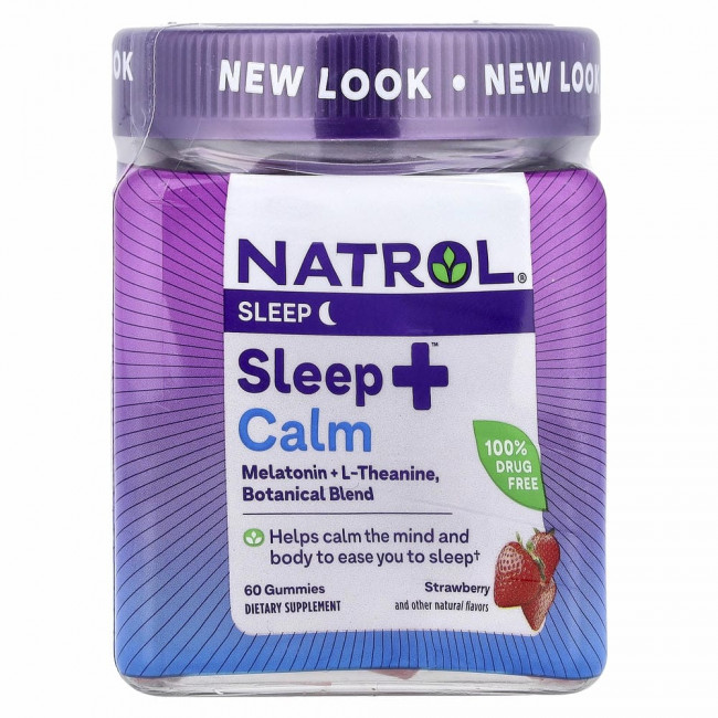 Natrol, Sleep + Calm, клубника, 60 жевательных таблеток Natrol, Sleep + Calm, клубника, 60 жевательных таблеток