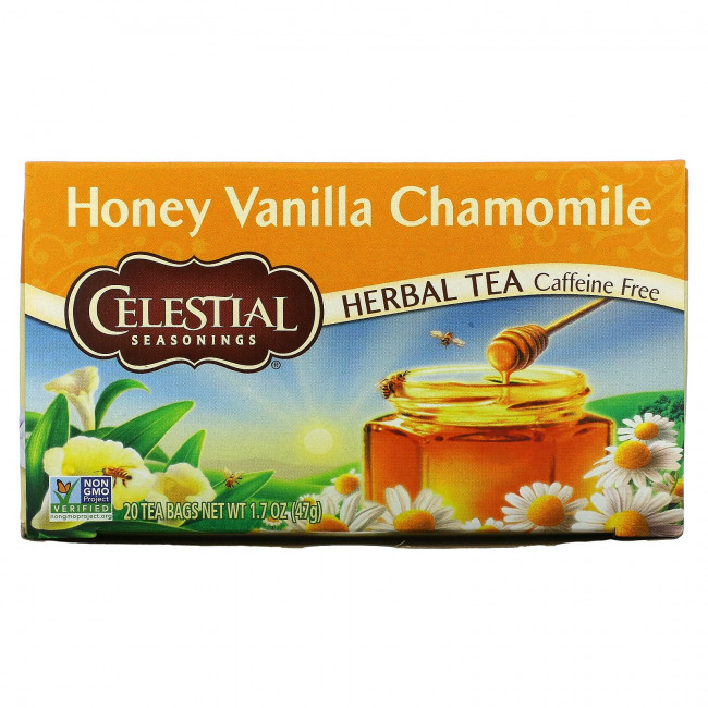 Celestial Seasonings, травяной чай, со вкусом меда, ванили и ромашки, без кофеина, 20 чайных пакетиков, 47 г (1,7 унции) Celestial Seasonings, травяной чай, со вкусом меда, ванили и ромашки, без кофеина, 20 чайных пакетиков, 47 г (1,7 унции)
