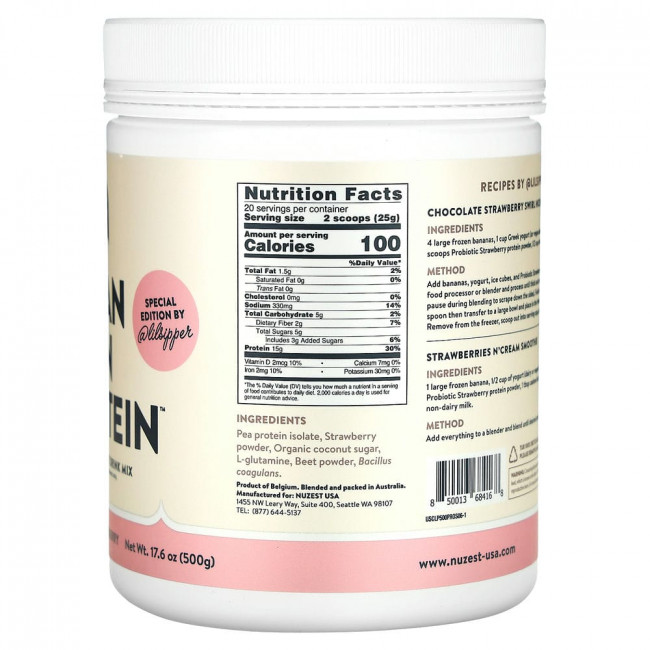 Nuzest, Clean Lean Protein, протеин с пробиотиком и клубникой, 500 г (17,6 унции)