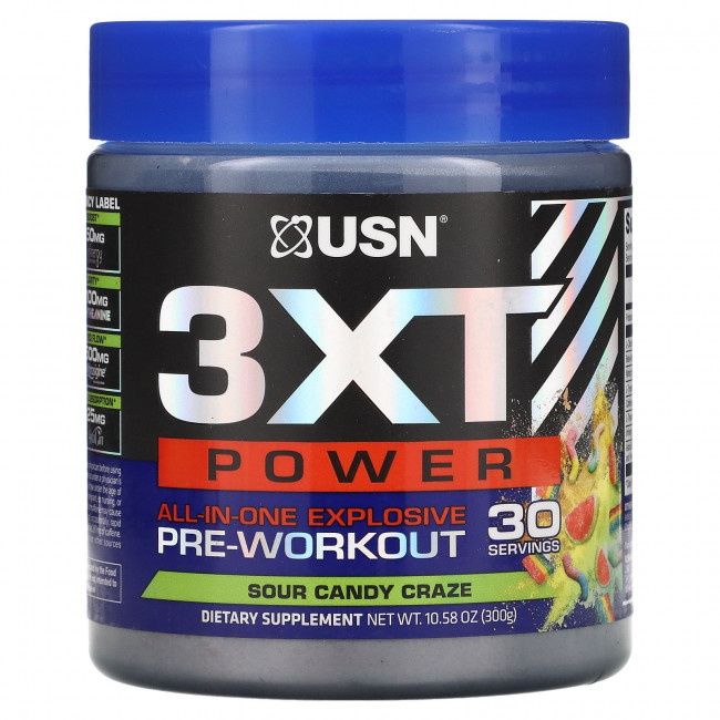 USN North America, Inc., All-in-One Explosive Pre-Workout, Sour Candy Craze, 300 г (10,58 унции) USN North America, Inc., All-in-One Explosive Pre-Workout, Sour Candy Craze, 300 г (10,58 унции)