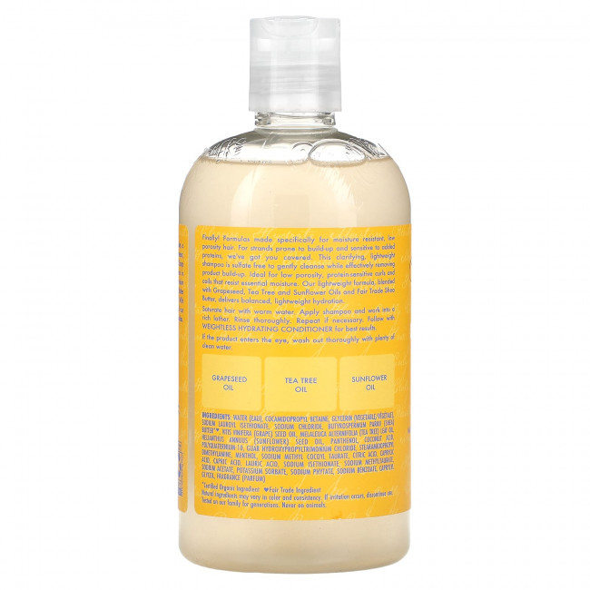 SheaMoisture, Невесомый увлажняющий шампунь с низкой пористостью, масло виноградных косточек и масла чайного дерева, 384 мл (13 жидк. Унций)