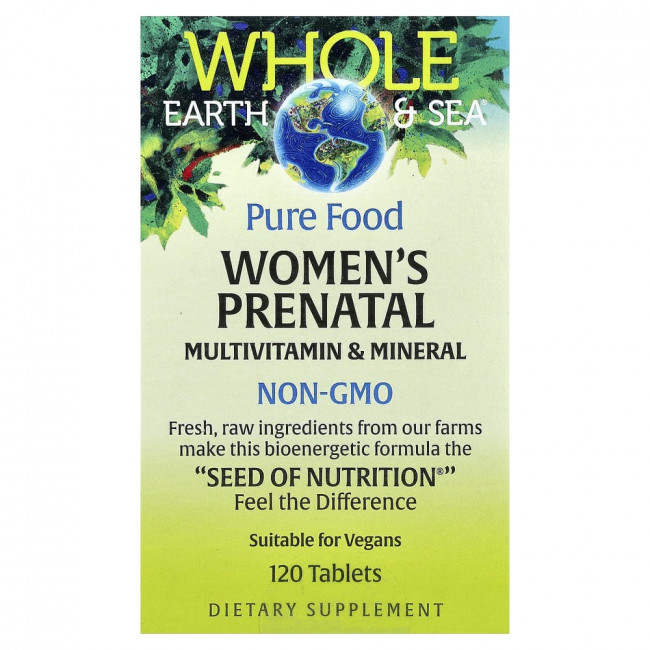Natural Factors, Whole Earth & Sea®, пренатальный мультивитаминный и минеральный комплекс для женщин, 120 таблеток