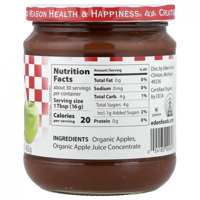 Eden Foods, органическое яблочное масло, 482 г (17 унций)