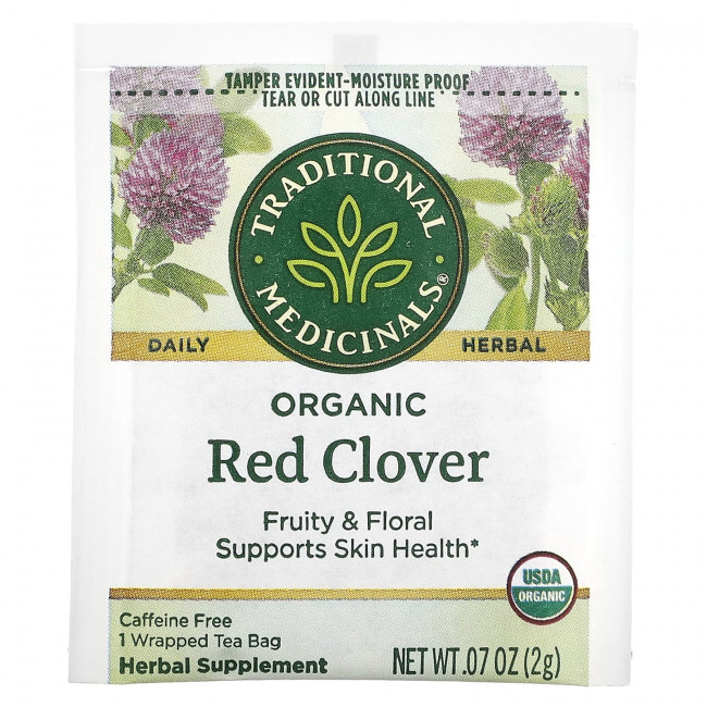 Traditional Medicinals, Органический красный клевер, без кофеина, 16 чайных пакетиков в упаковке, 32 г (1,13 унции) Traditional Medicinals, Органический красный клевер, без кофеина, 16 чайных пакетиков в упаковке, 32 г (1,13 унции)