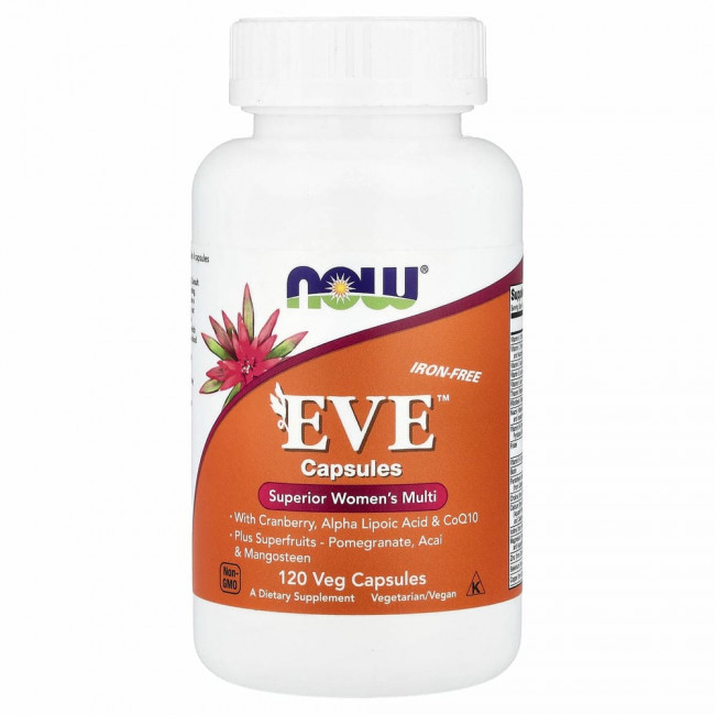 NOW Foods, Eve, эффективные мультивитамины для женщин, без железа, 120 растительных капсул