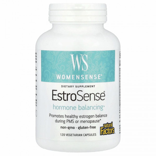 Natural Factors, WomenSense, EstroSense, гормональный баланс, 120 вегетарианских капсул Natural Factors, WomenSense, EstroSense, гормональный баланс, 120 вегетарианских капсул