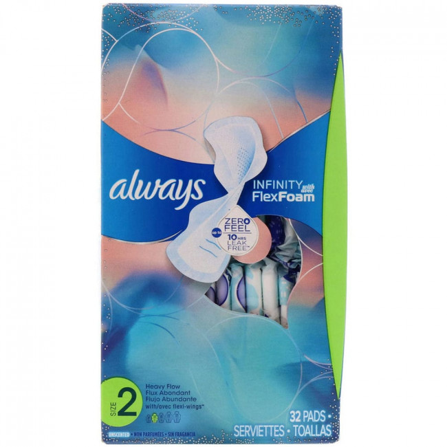 Always, Infinity Flex Foam with Flexi-Wings, размер 2, для впитывания увеличенного количества жидкости, без запаха, 32 прокладки Always, Infinity Flex Foam with Flexi-Wings, размер 2, для впитывания увеличенного количества жидкости, без запаха, 32 прокладки