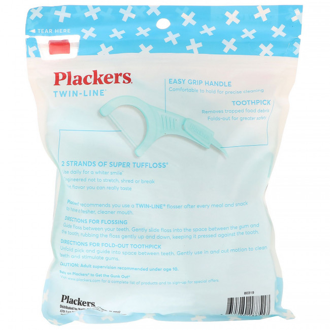 Plackers, Twin-Line, зубочистки с нитью, экономичная упаковка, морозная мята, 150 шт. Plackers, Twin-Line, зубочистки с нитью, экономичная упаковка, морозная мята, 150 шт.