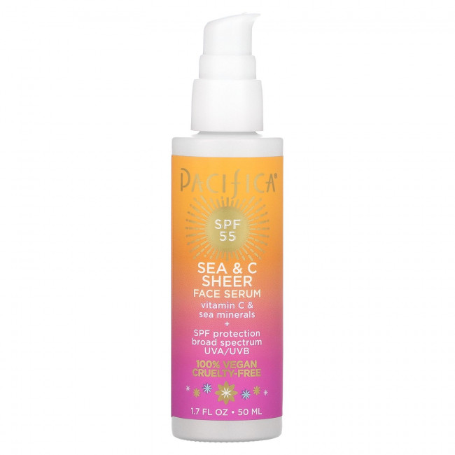 Pacifica, Прозрачная сыворотка для лица Sea & C, SPF 55, 50 мл (1,7 жидк. Унции)
